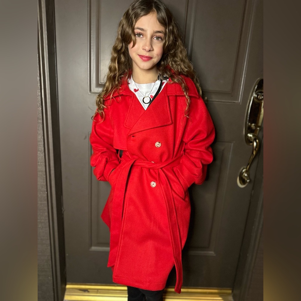 Grace Karin Vibrant Red Pea Coat for Kids
